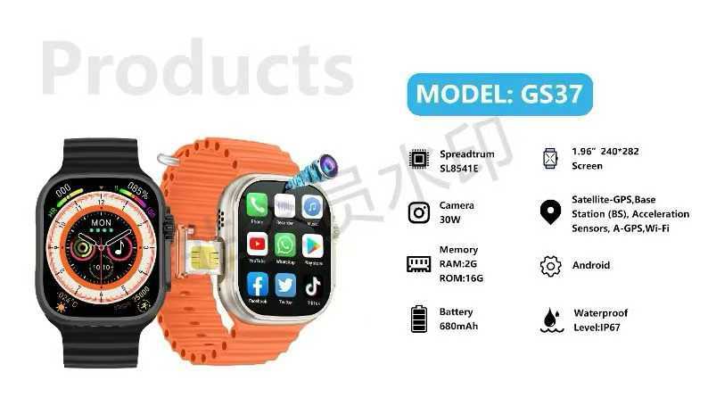 GS37Smart Watch5G Plug-in Card Full Netcom Google Store APP Download Front and Rear Dual Camera Video Shooting