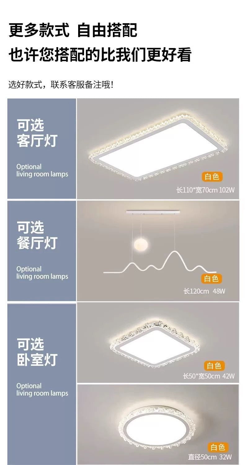 Light Luxury Living Room Ceiling Lamp2025New Year's Crystal Lamp High-end Bedroom Main Lamp Round led Eye Protection Lighting