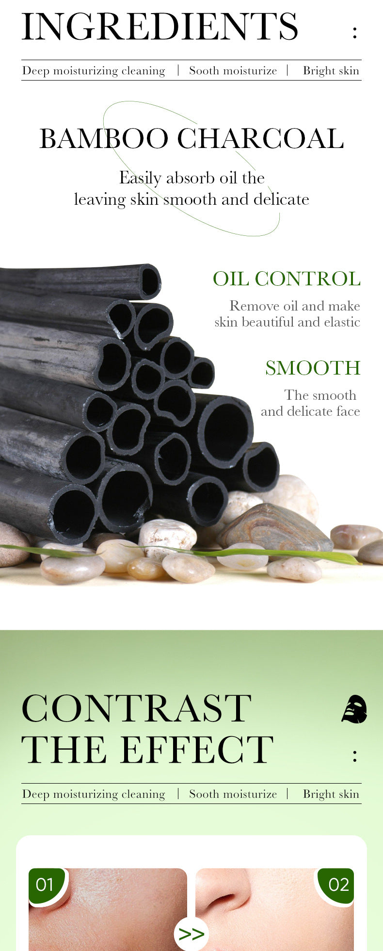 Full English Bamboo Charcoal Black Mask SADOER Whitening, hydrating, moisturizing, brightening face mask sheet  wholesale