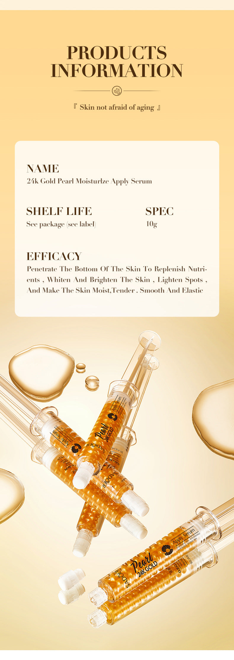 Full English24K Golden Pearl Collagen Hydrating Essence SADOER Moisturizing and Hydrating  Wholesale