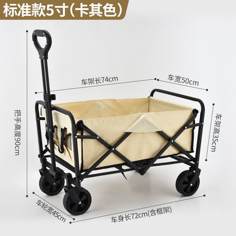 Outdoor Camping Hand-Pulled Stall Cart Reinforced Rear-Opening Picnic Can Be Used at Home with Liftable Table Board Camp Cart Off-Road Wheels