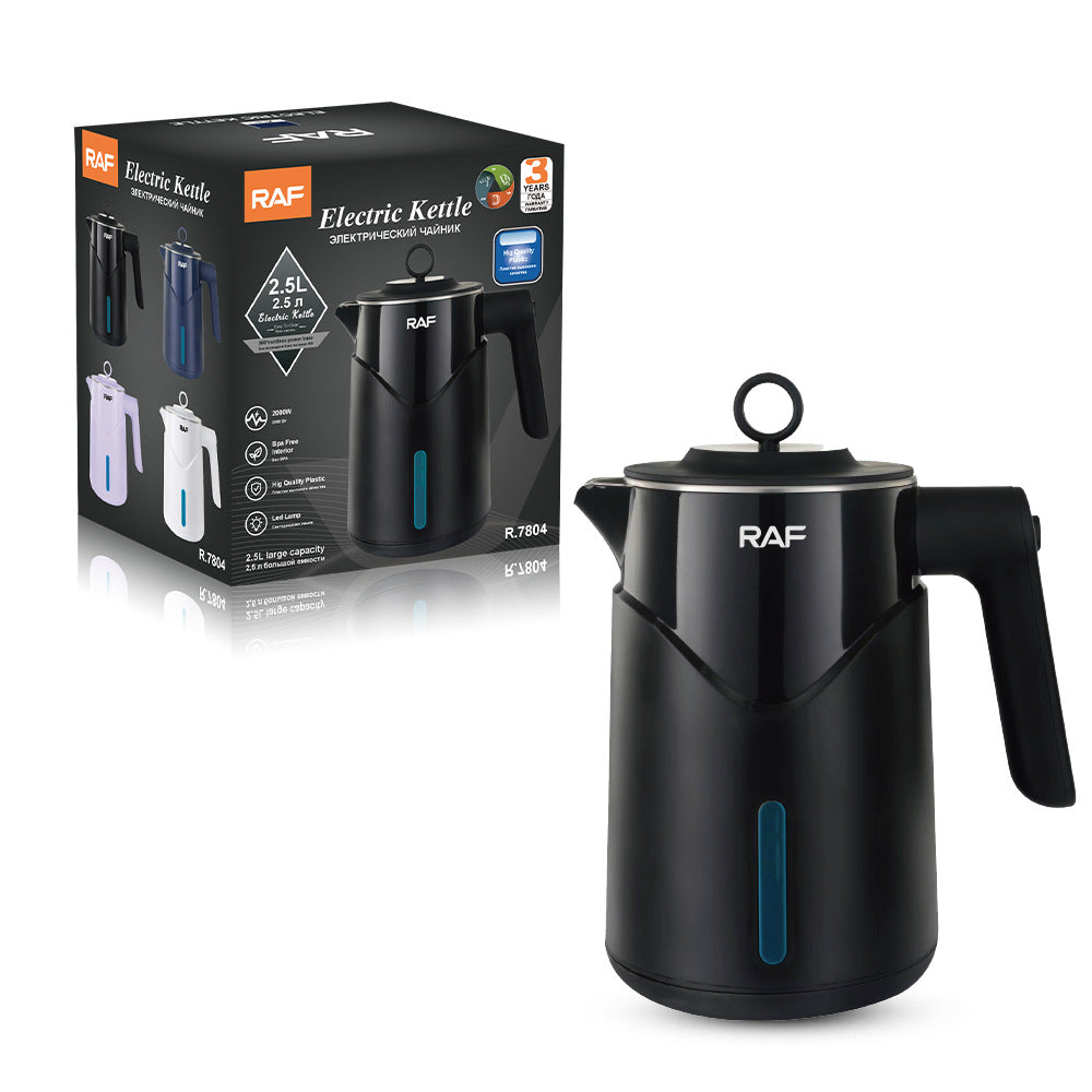 RAF European Standard Stainless Steel Electric Kettle for Home and Hotel Use, Double Layer, Anti-scald, Automatic Power-off304Seamless Integrated