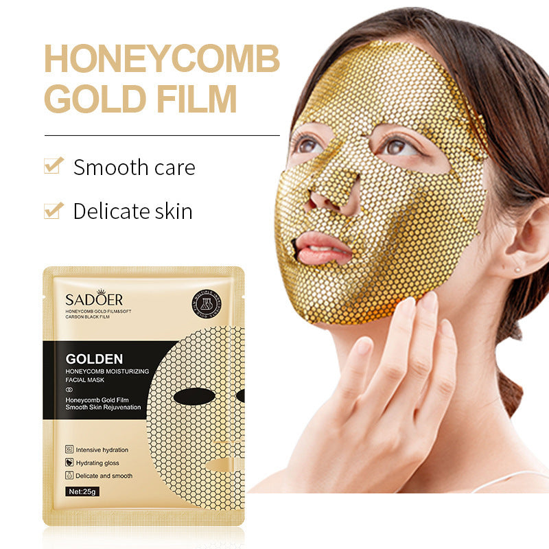 Full English Gold Mask SADOER Golden Honeycomb Mask Sheet Pack Moisture replenishment  Foreign Trade Wholesale