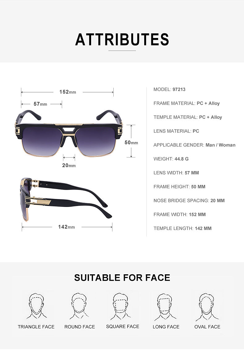 Glasses for Men Driving Special European and American Large Frame Sunglasses Men's High-end Sense Retro Trend Sunscreen Sunshade Full Frame Sunglasses