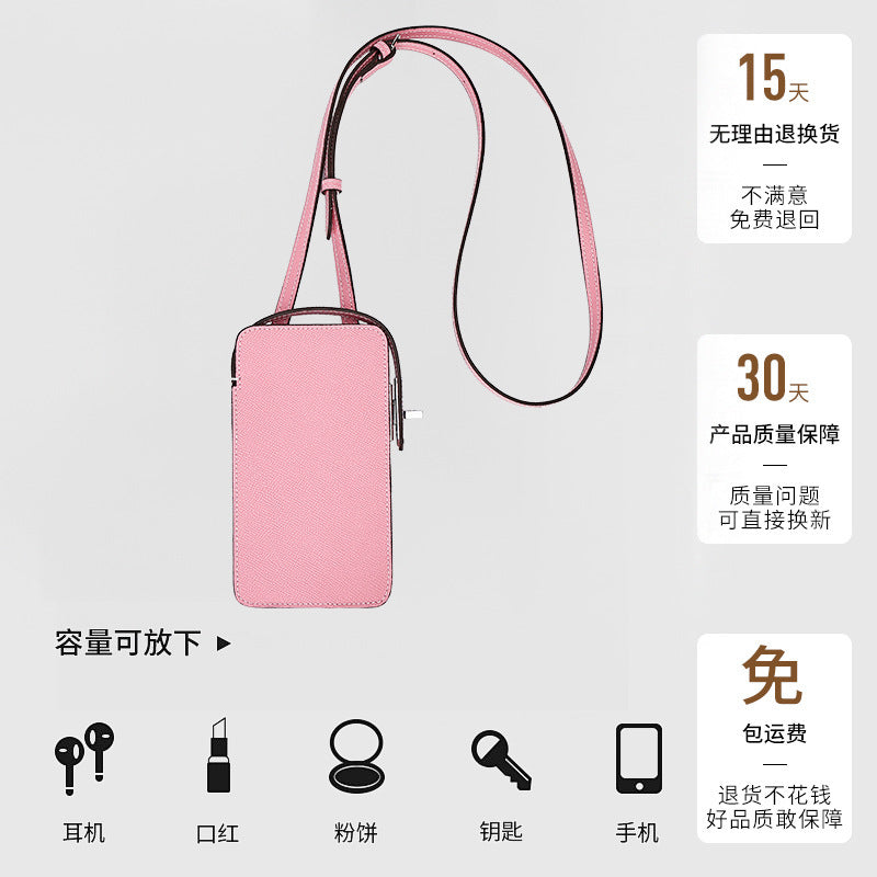 European and American New Style Cowhide Phone Bag for Women, Crossbody Small Bag with High-end Feel, Lightweight Mini Women's Bag, Simple Design