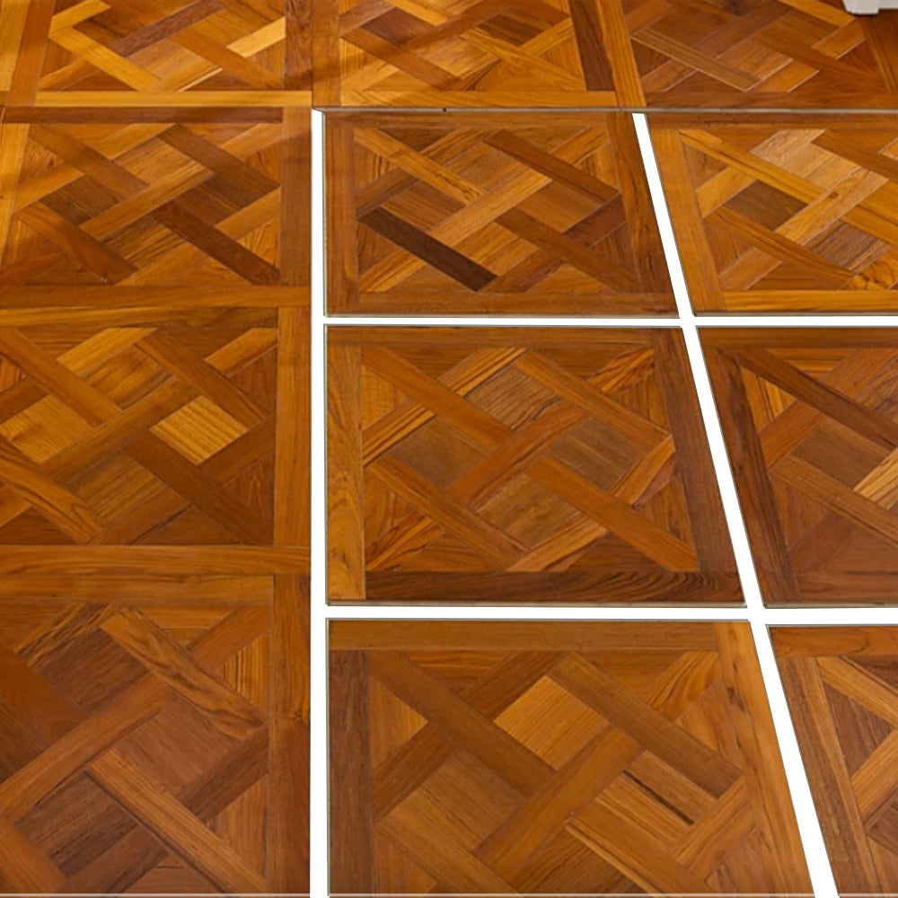 Custom Thick Square Teak Engineered Parquet Flooring | Waterproof Anti-Slip Exterior Living Room Use Customizable Decorative