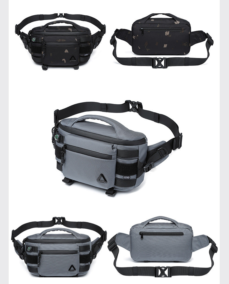 OZUKO Men's Waist Bag Waterproof High-End Crossbody Bag Chest Bag Tactical Trendy Portable Functional Travel Bag