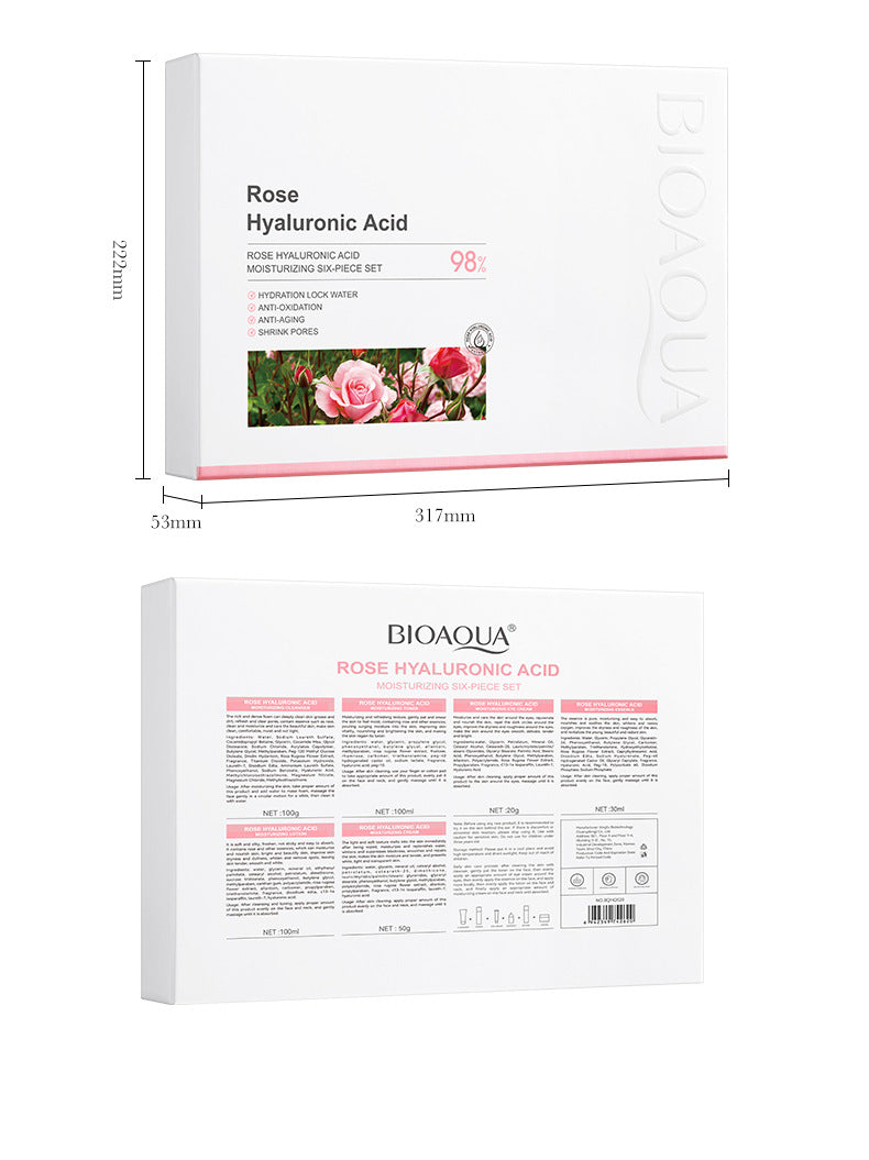 Full English Rose Skincare Set BIOAOUA Hyaluronic acid moisturizing six-piece set  foreign trade wholesale