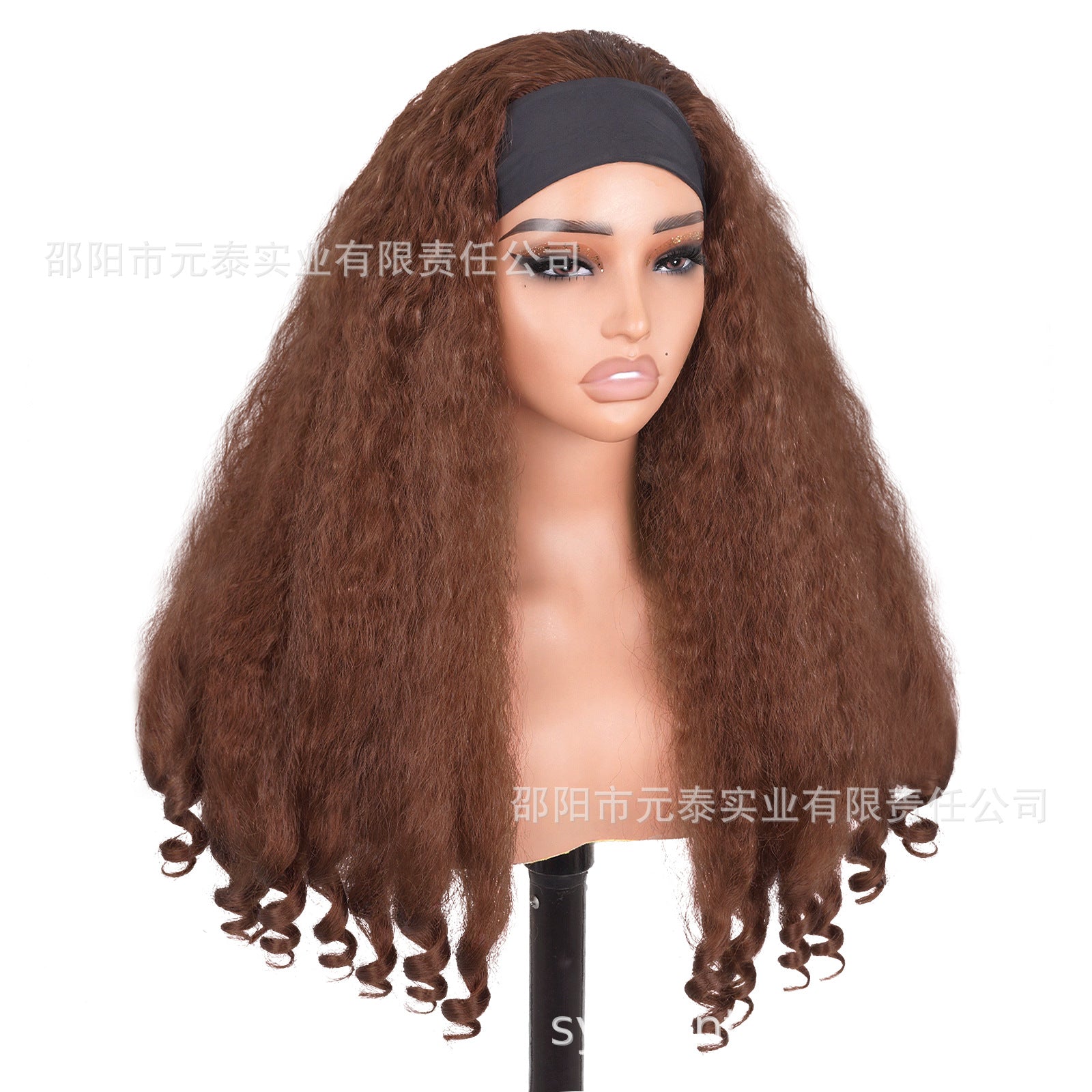 Africa YAKI Curly End Curly Hair Synthetic Wig V The top of the model is hollowed out