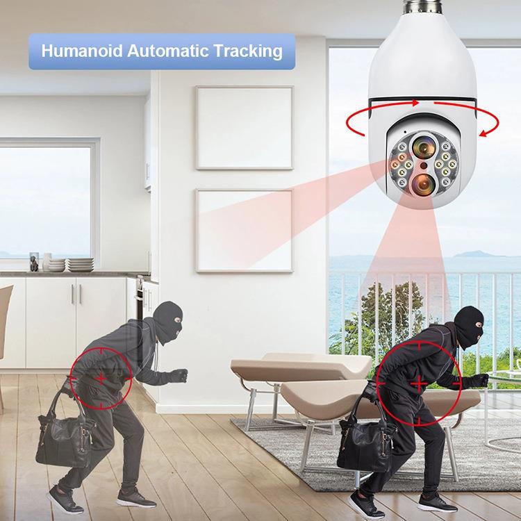 Binocular Bulb Surveillance Camera Zoom Lamp Head Surveillance Camera Full Color Night Vision Smart Lamp Head