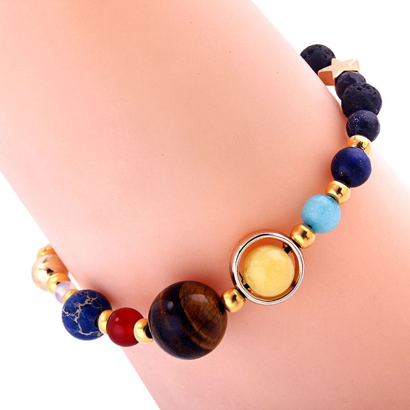 Hot-Selling Universe Galaxy Solar System Eight Planets Bracelet Guardian Star Natural Stone Bead Bracelet Seven Meridians Bracelet