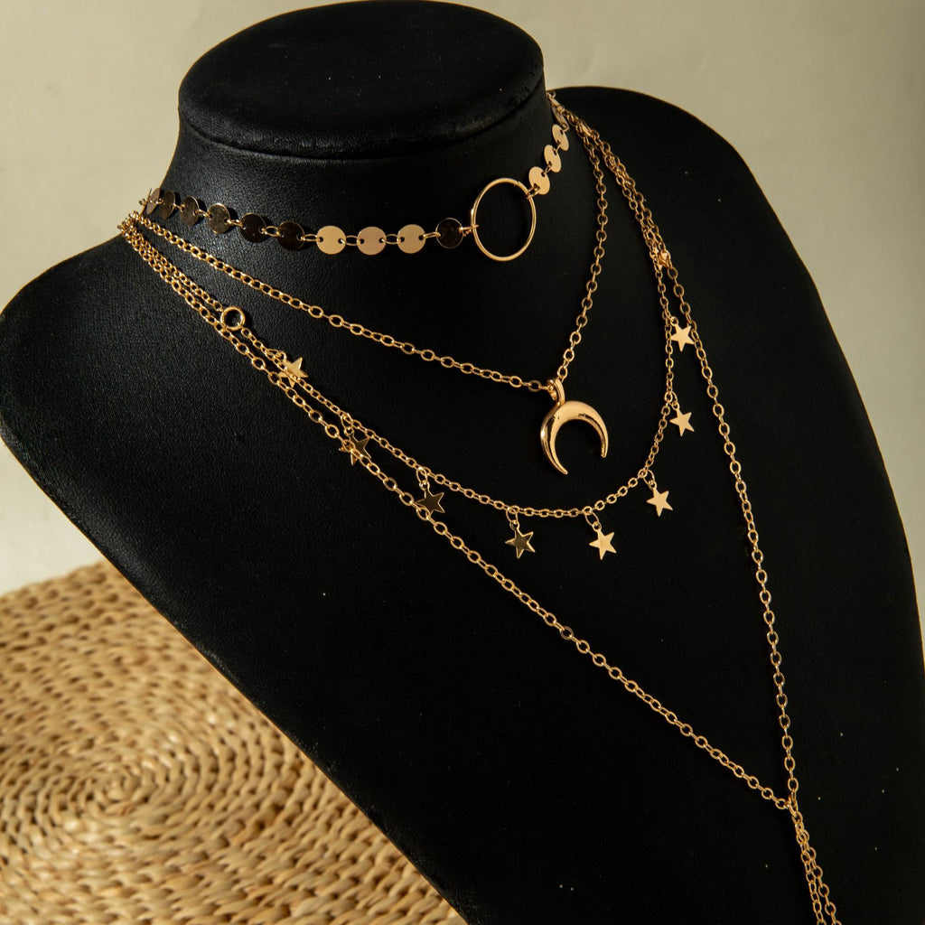 Geometric Star Tassel Chain Necklace Versatile Metal Style Sexy Multi-layer Stacking Y Type Necklace