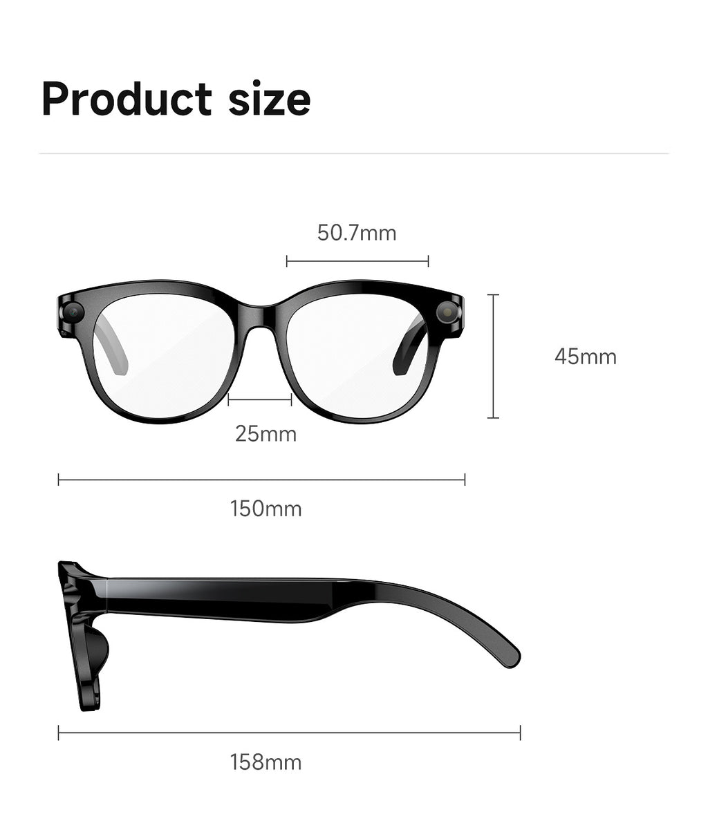 M89Smart Glasses200100 Megapixel Camera with Image Stabilization720P Video Recording WiFi6Transmission AI Simultaneous interpretation