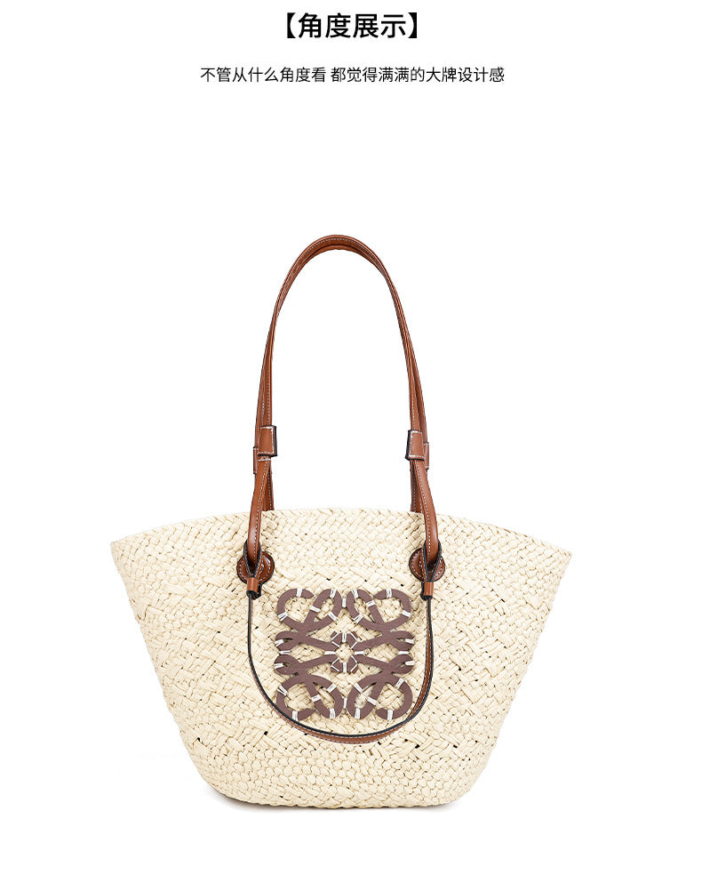Large Capacity Straw Woven Bag for Women2025Summer new fashion vacation style beach bag single shoulder handbag for women