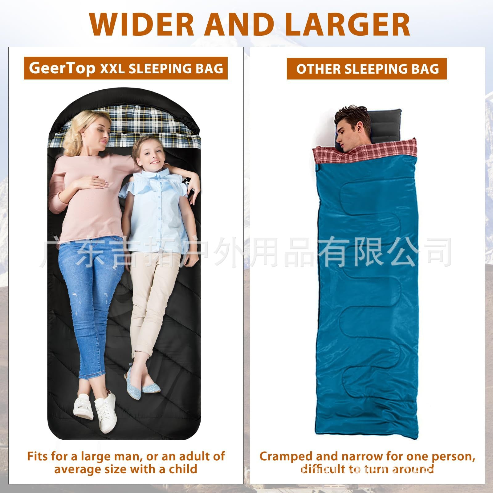 New Winter Sleeping Bag, Extra Wide and Thick, Warm Envelope Style Sleeping Bag for Outdoor Camping, Adult Quilt