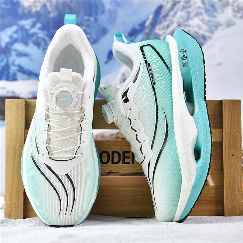 Red Rabbit9pro Winter New Thickened Fleece Warm Men and Women Sports Twist Button Real Carbon Plate Soft Sole Running Shoes