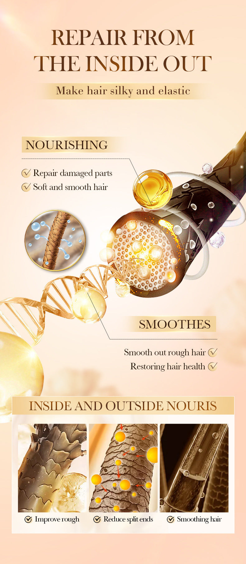 Full English Rice Puree Hair Care Essential Oil70ml BIOAOUA Smooth Repair Conditioner  Wholesale