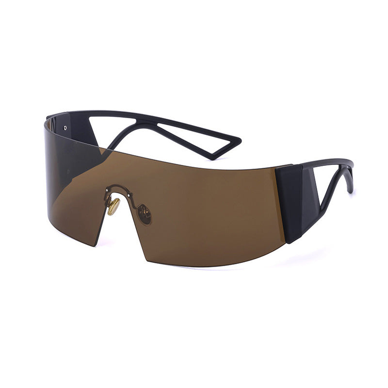 Outdoor Sports Cycling Glasses for Women, Colorful Integrated Windproof Sunglasses, Trendy European and American Style, Large Frame Sunshade and Sun Protection Sunglasses