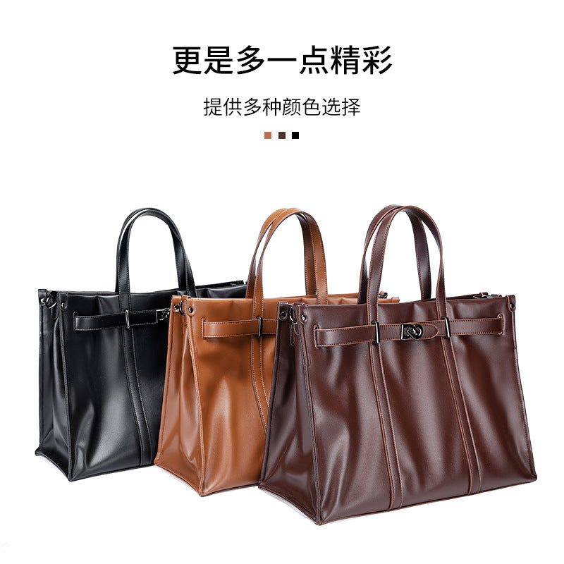 Korean Style Handheld Fashion Casual Briefcase New Work Commute Large Capacity Versatile Tote Bag High-end Feel Women's Bag