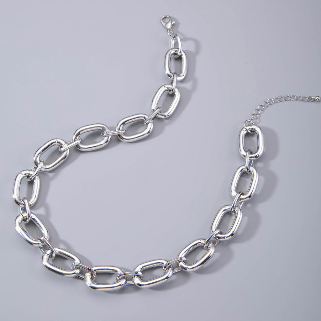 European and American Ornament Fashion Hip-Hop Short Thick Chain Geometric Necklace Metal Exaggerated Necklace