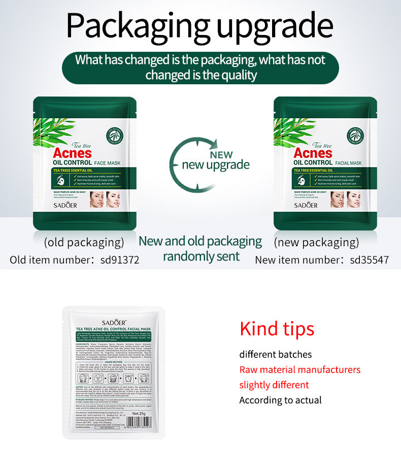 Full English Tea Tree Facial Mask25g SADOER Refreshing Moisturizing Tablets for  Wholesale