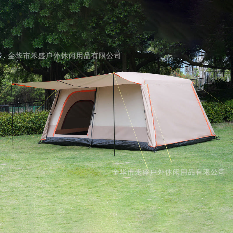 Thickened outdoor tent with two rooms and one living area, sunproof and waterproof3-12Camping Tent