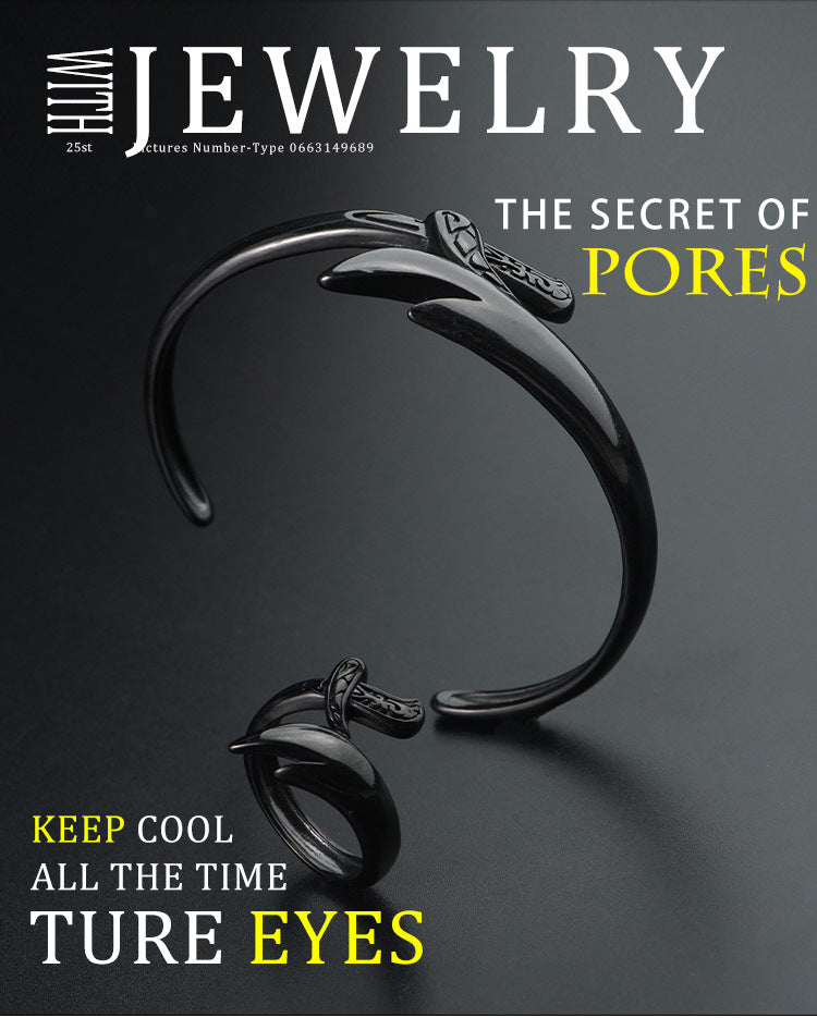 Fashionable Personality Stainless Steel Bracelet Ring Jewelry Electroplated Black Titanium Steel Ring Wholesale