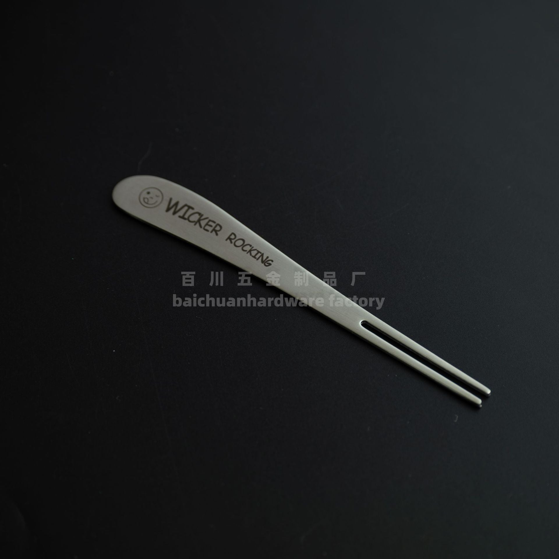 304Stainless Steel Creative Smiley Face Slanted Handle Laser Spoon Chopsticks Fork Student Tableware Full Set Gift Children's Tableware