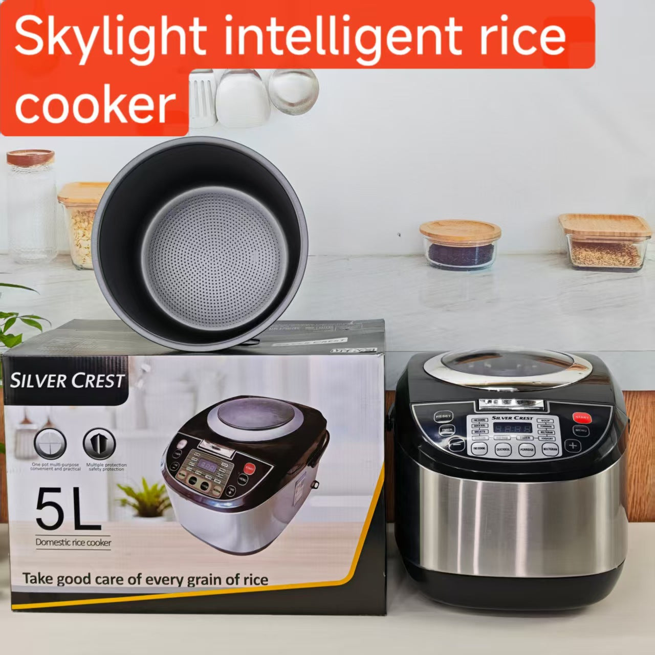 5LRicecooker English Rice Cooker5L Home Smart Reservation Factory Direct Sale Aluminum Alloy Inner Tank