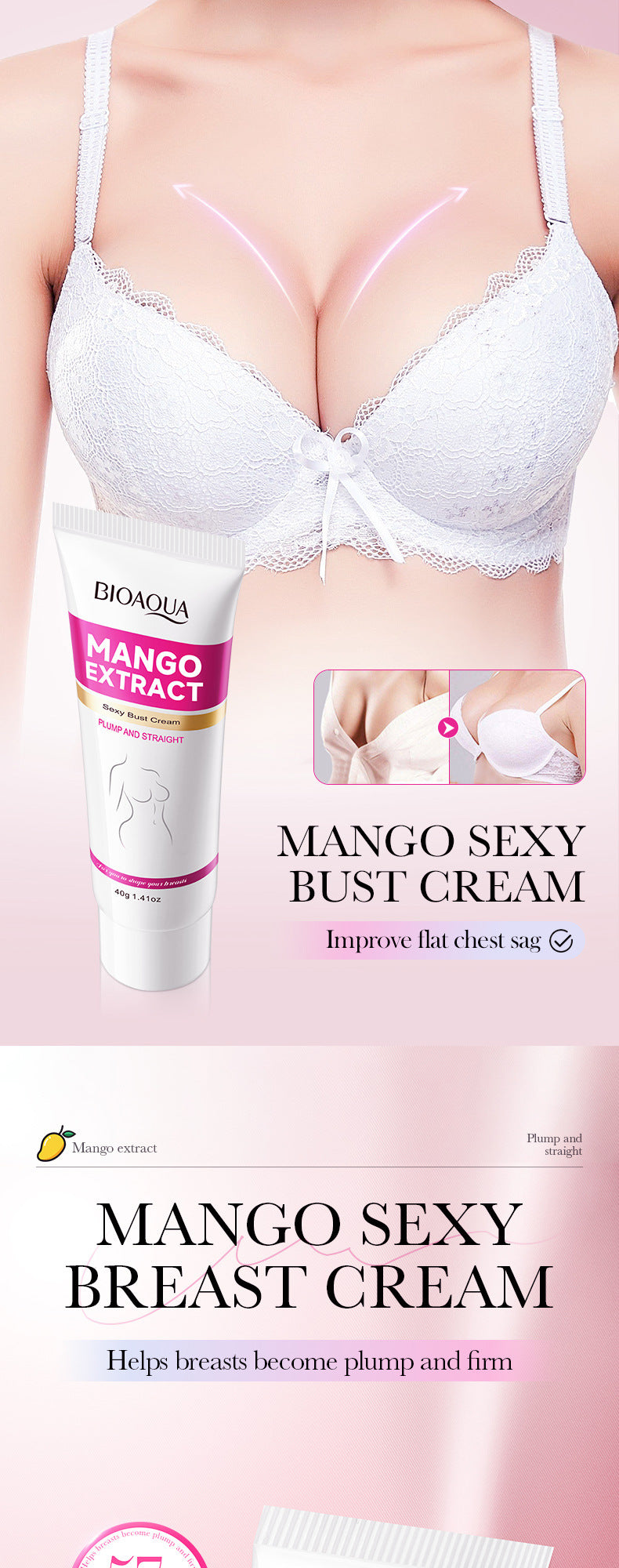 Full English Mango Breast Enhancement Cream40g BIOAOUA Breast Firming and Plumping Massage Care  Wholesale