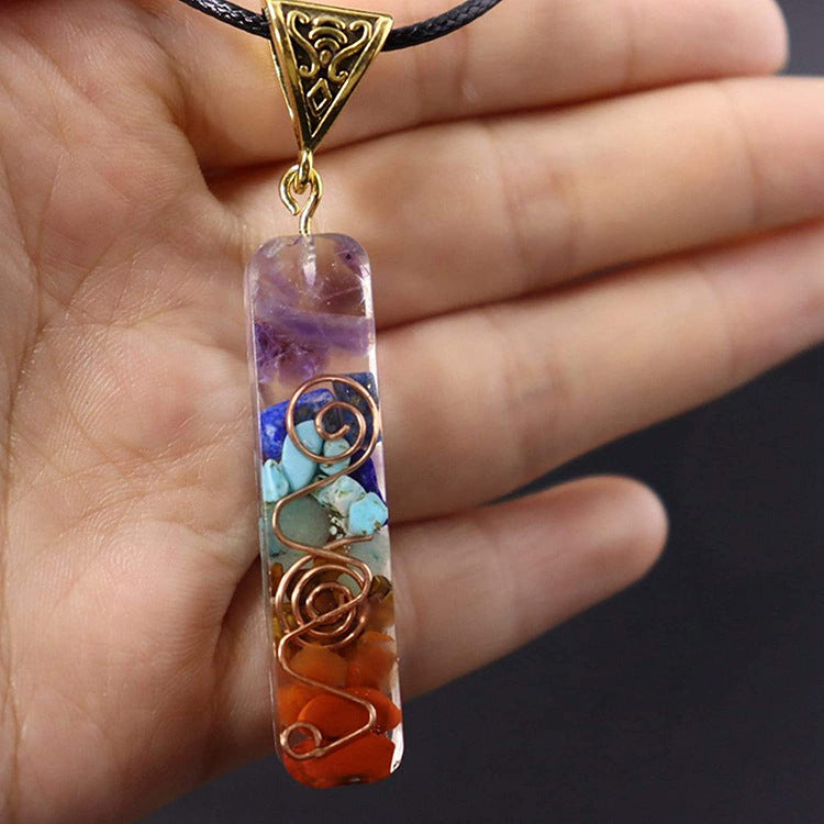 Women's Irregular Crystal Necklace Natural Stone Pendant Resin Epoxy Mixed Color Hanging Ornament Multicolor Crystal Necklace