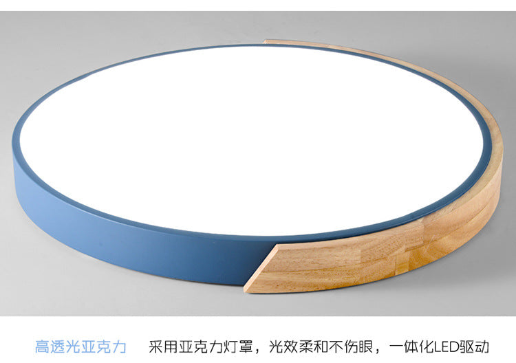 Macaron Solid Wood Ceiling Light led Bedroom Lamp Round Nordic Iron Art Room Lamp Creative Living Room Lamp for Home Use