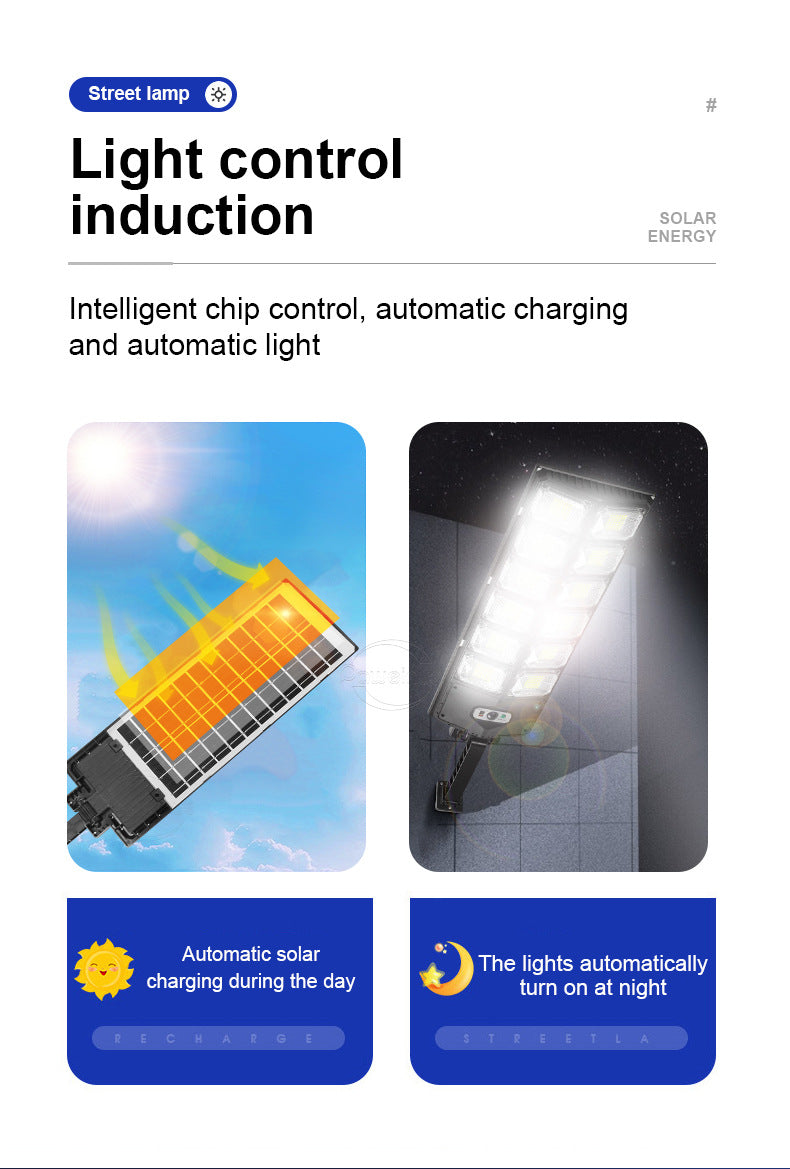 Solar Street Light Outdoor Integrated Light Human Body Sensing Garden Light Waterproof Wall Lighting with Remote Control