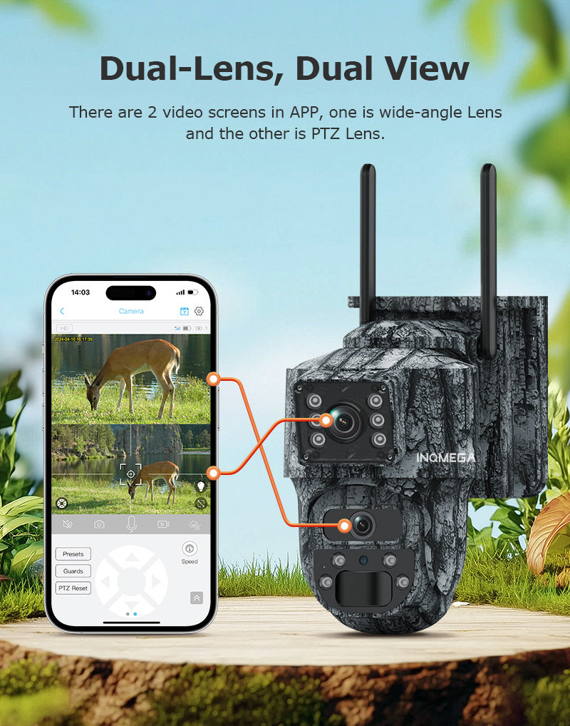 Private Model4G Solar camera dual lens dual view6MP HD Outdoor Camouflage Surveillance Camera