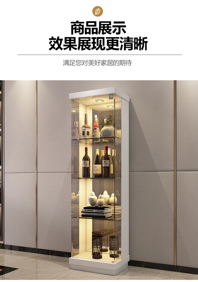 All-Glass Wine Cabinet Living Room Wall-Mounted Sideboard Modern Simple Light Luxury Small Red Wine Transparent Collection Figurine Display Cabinet