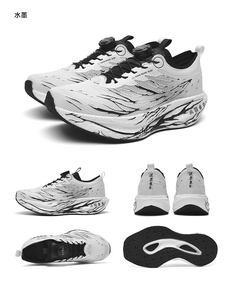 2025New Rotating Buckle Couple Fluorescent Trendy Fashion Running Shoes Real Explosive Carbon Plate Rebound Shock Absorption Sports Shoes