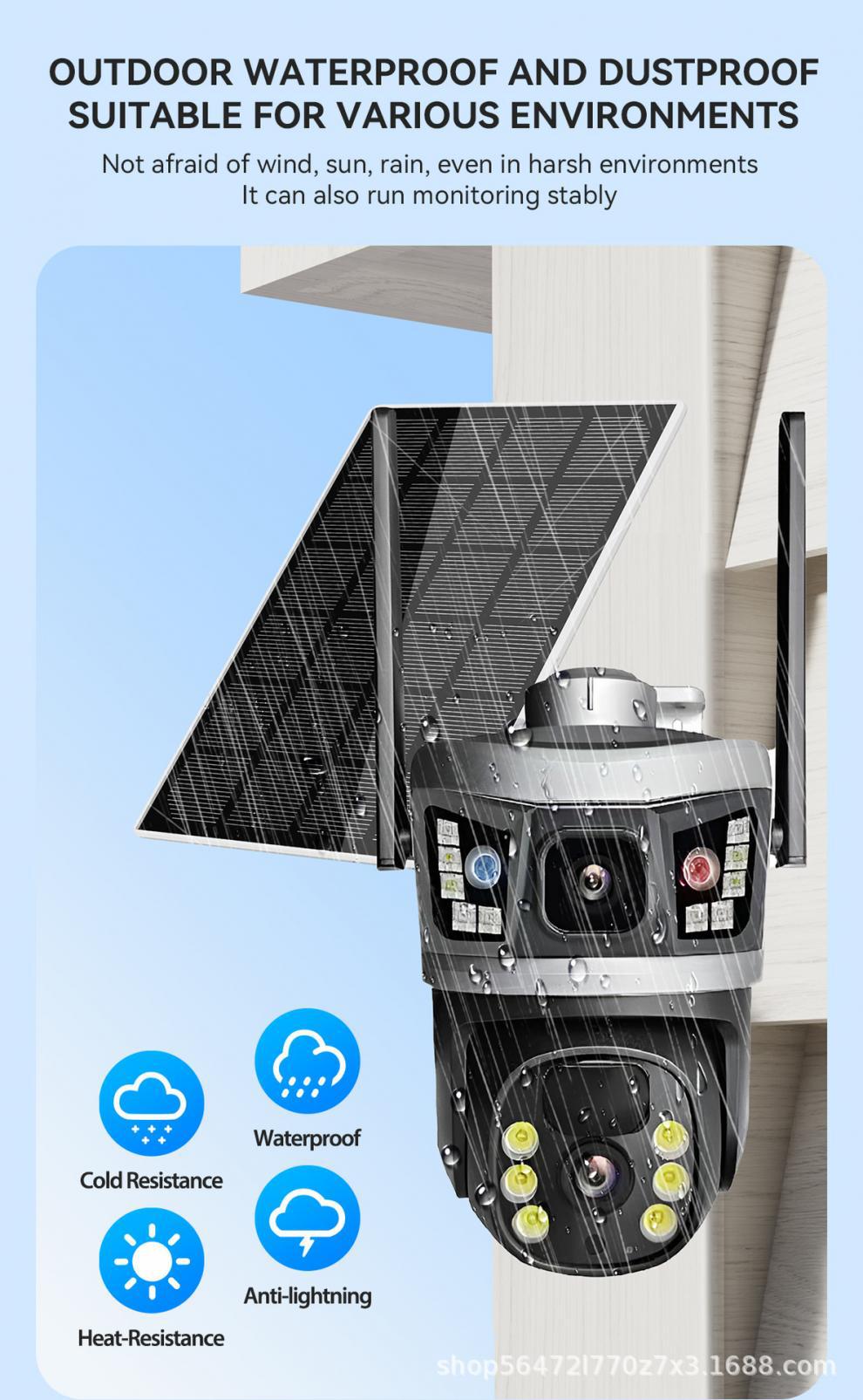 V380Solar Surveillance Camera Manufacturer Direct Sale Dual Lens Dual Screen Outdoor No Electricity No Network4G Monitor