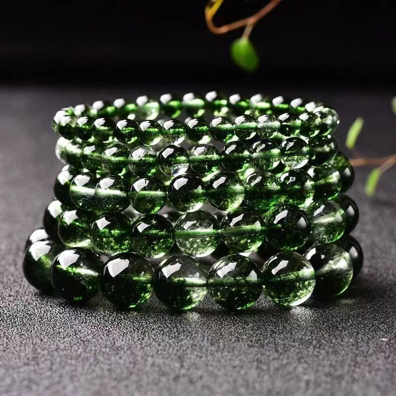 New Green Ghost Bracelet6mm Elastic Cord Beaded Women's Lucky Bracelet Green Phantom Crystal Bracelet