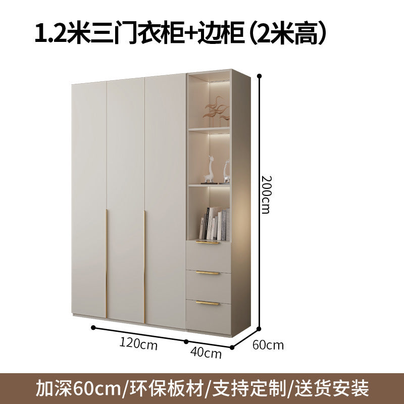 One-Door to Ceiling Heightened Solid Wood Wardrobe for Home Bedroom, Double Door Simple Assembly Cabinet, European Pine Board Storage Cabinet, Wardrobe