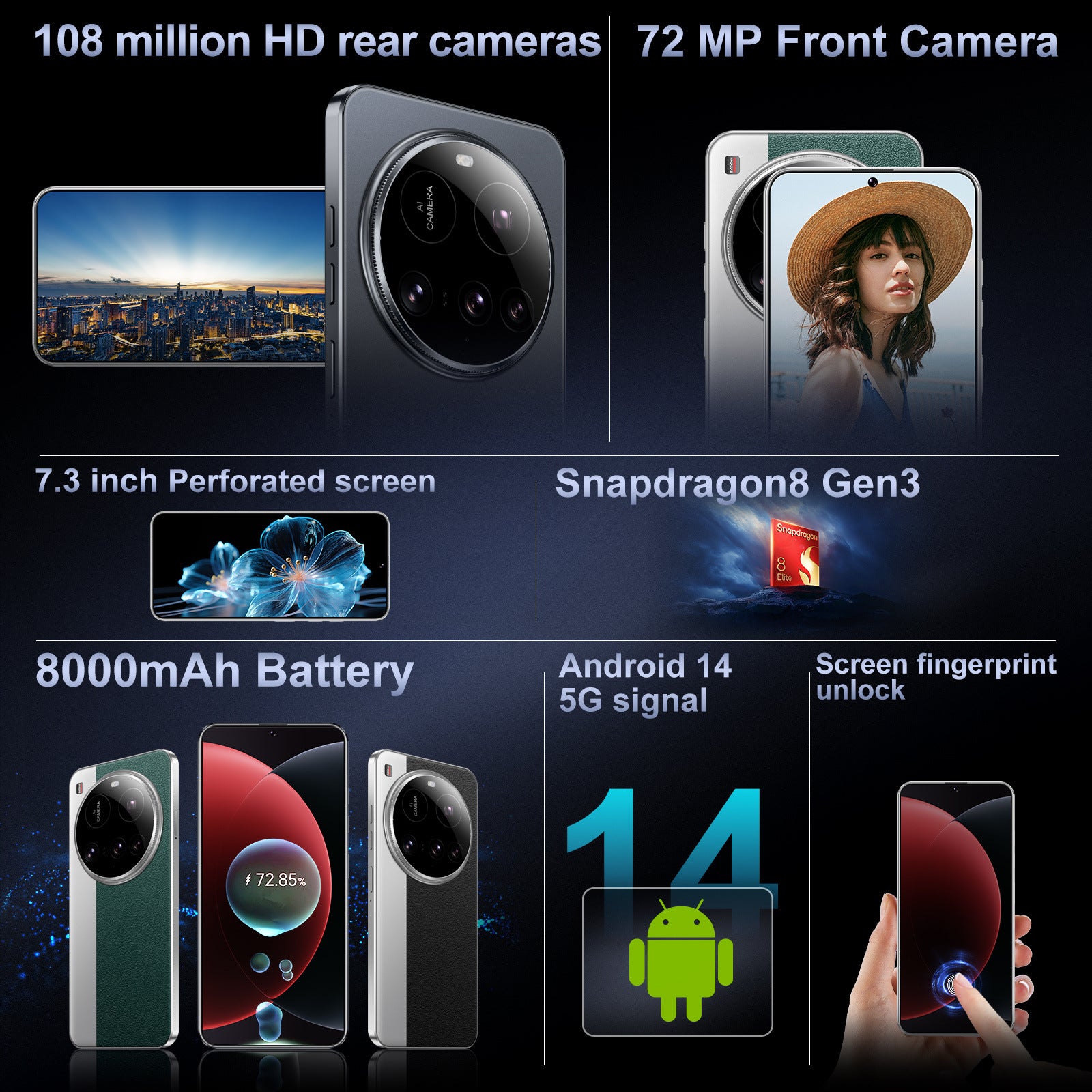 M15 Ultra Mobile Phone7.3Inch Large Screen16+1TB Memory Global All-in-One Machine Directly Shipped from Factory