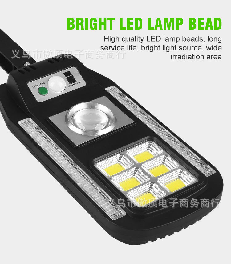 New outdoor solar light with colorful warning street light COB Garden Light with Human Body Sensor with Remote Control
