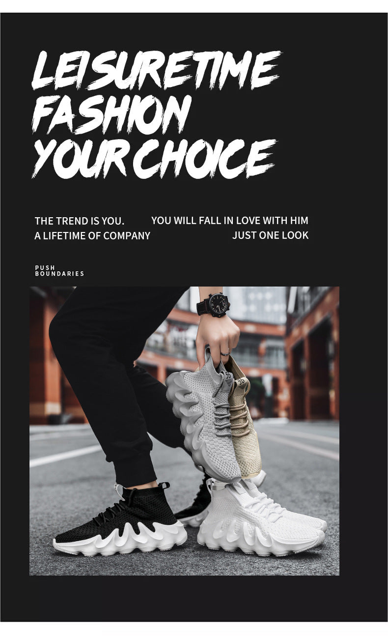 New Large Size Men's Shoes Sports Casual Shoes Men's Korean Style Trendy Shoes Lightweight Breathable Sock Shoes Men's Volcano Shoes