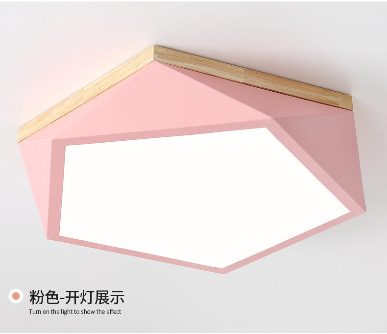 Creative Geometric Ceiling Light led Bedroom Lamp Nordic Creative Boys Girls Children's Room Lamp Iron Art Living Room Lamp