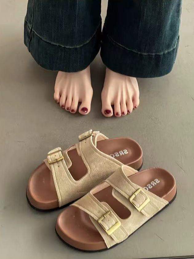 Platform Slippers Women's Summer Outerwear2025New Super Hot Beach Slip-On Yellow Birkenstock Sandals