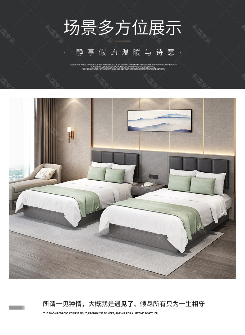 Hotel Guesthouse Bed Standard Room Full Set Furniture Apartment Homestay Single Double Bed Hotel Rental Room Special Bed Box
