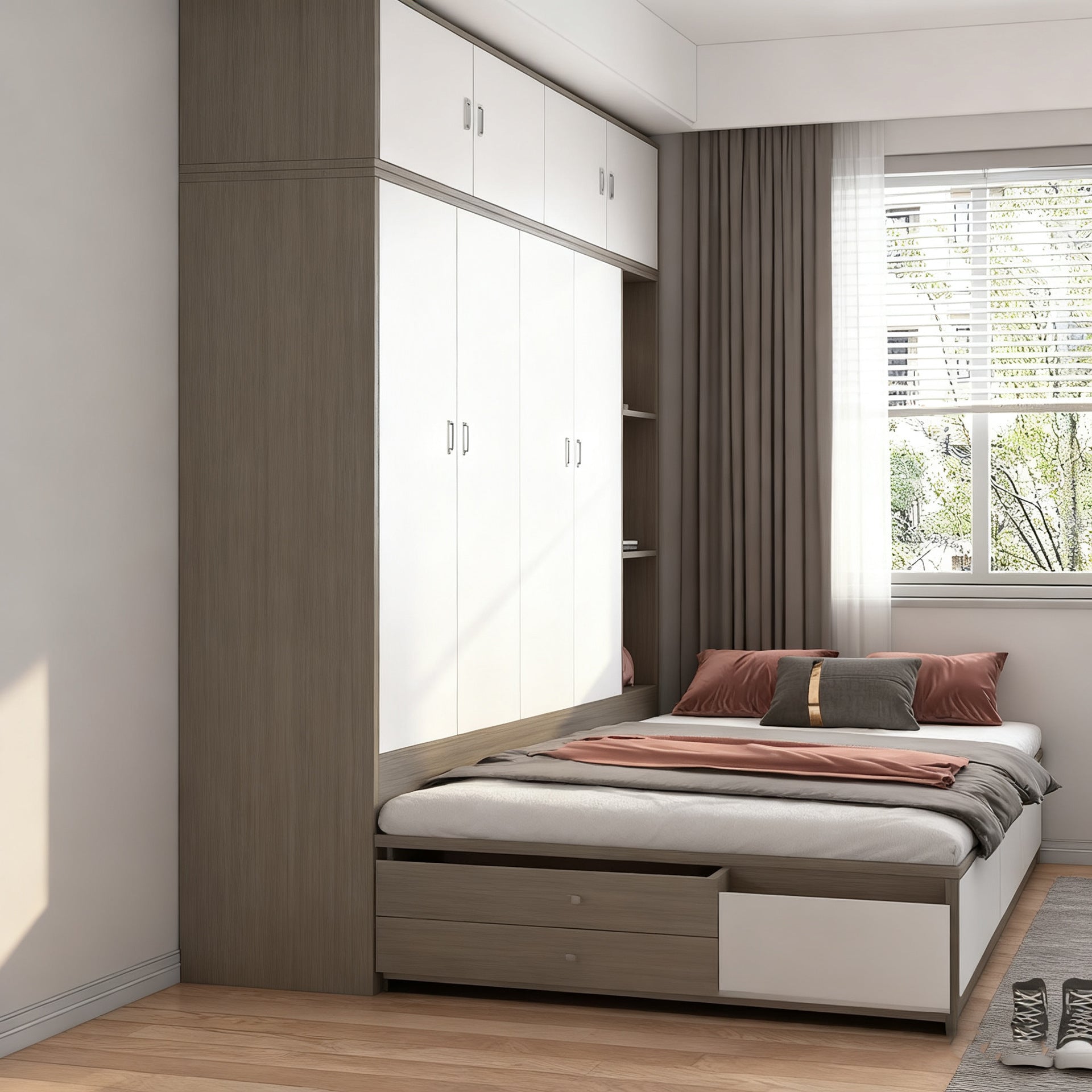 Custom Honeycomb Aluminum Alloy Side Cabinet Bed Integrated Tatami Bed Small Apartment Single Bed Storage Cabinet Combination Bed