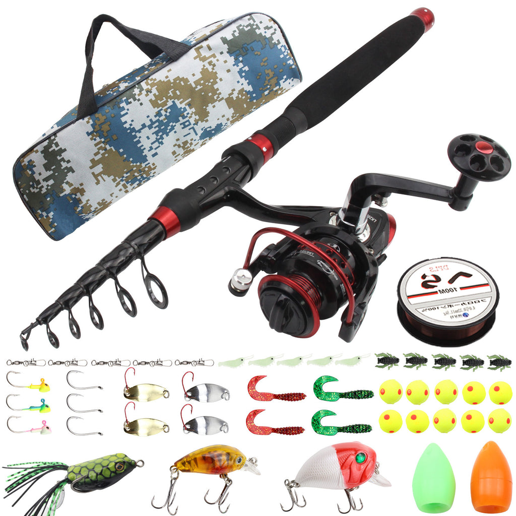 A Fishing Rod Ultra Short Retractable Portable Lure Rod Straight Handle Fishing Rod Spinning Wheel Fishing Gear Set