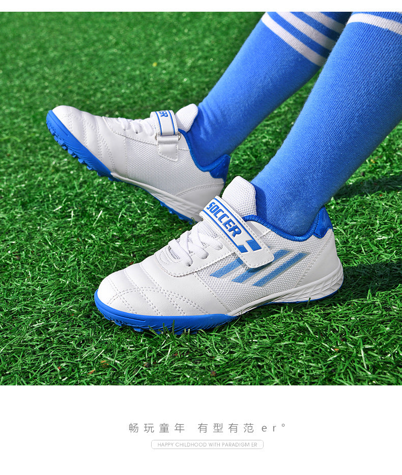 New football shoes for men and women with Velcro for children TF Broken Nail Style Youth Student Grassland Flat Training Shoes