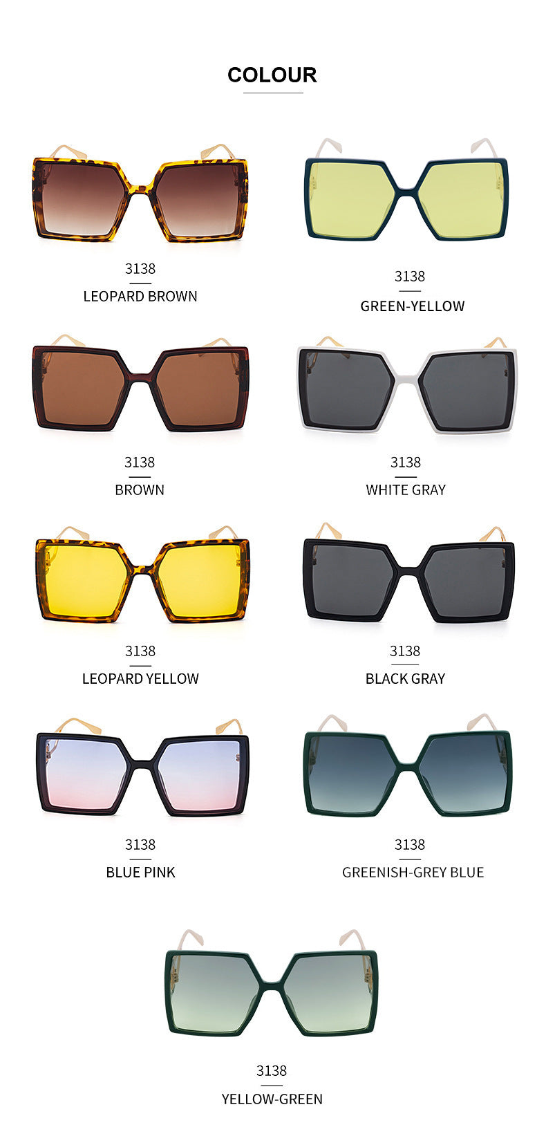 Fashion Large Frame Sunglasses for Women ins Internet Celebrity Style Square Frame Sunglasses for Women Trendy Street Photography Glasses sunglasses