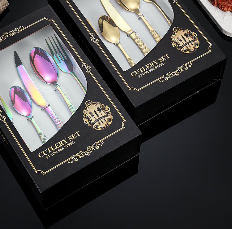 New Hot Selling Stainless Steel Star Diamond Tableware Knife, Fork and Spoon40Set20Set of Steak Knives and Forks